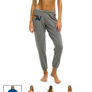 Aviator Nation Gray Track Pants with Rainbow Detail